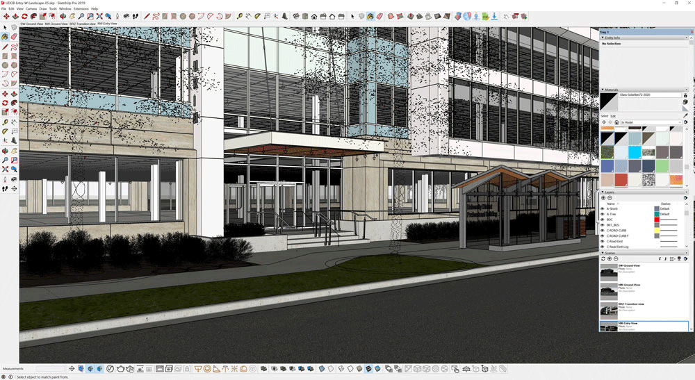 University District Office Building entry renderings