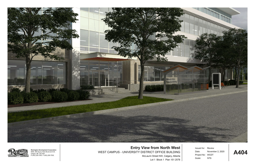 University District Office Building entry renderings
