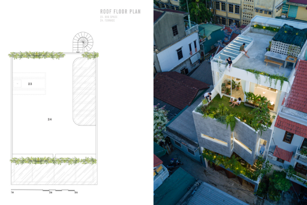 The rooftop is a place to relax and gather with friends.