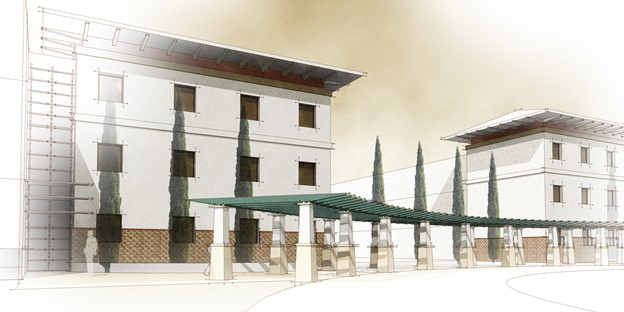 Using custom styles to communicate project details. Project: Military Barracks.
