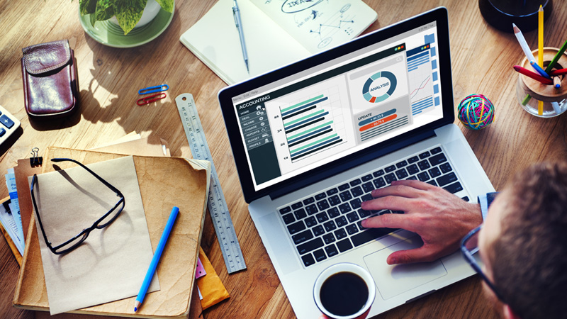 Man Analysis Business Accounting on Laptop