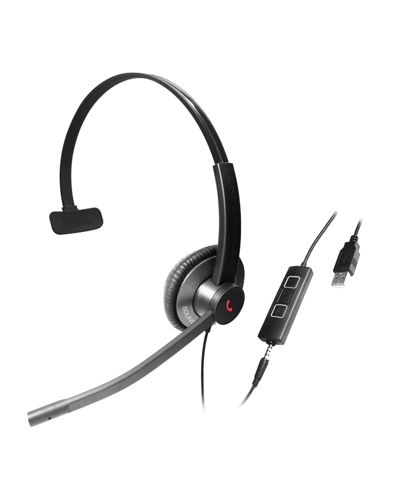 Gray Addasound EPIC 501 monaural USB headset with 3.5mm jack