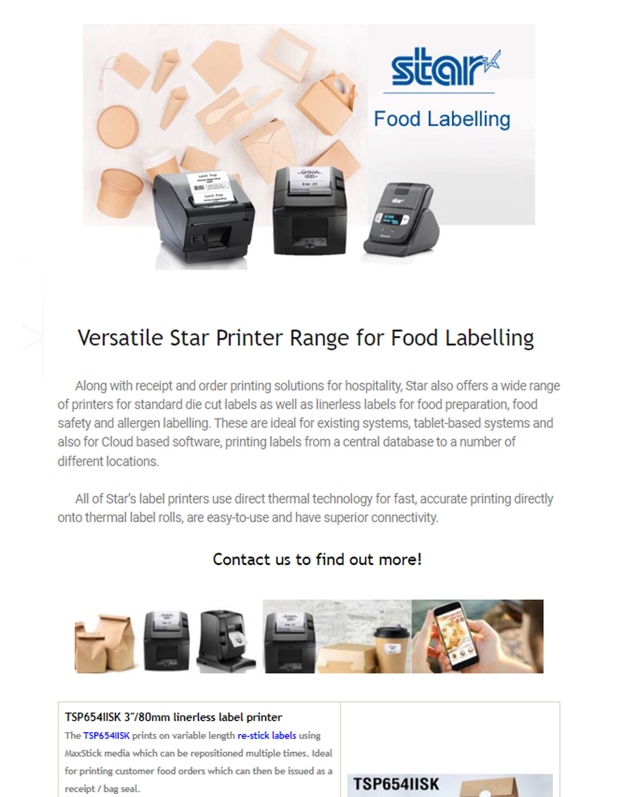 Versatile Star Printer Range for Food Labeling